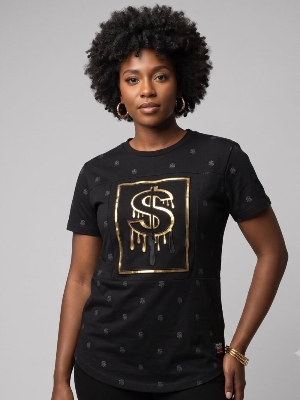 Phat Farm 3d Gold Vintage Shirt Black Money Tee  Size Medium y2k Relief rare